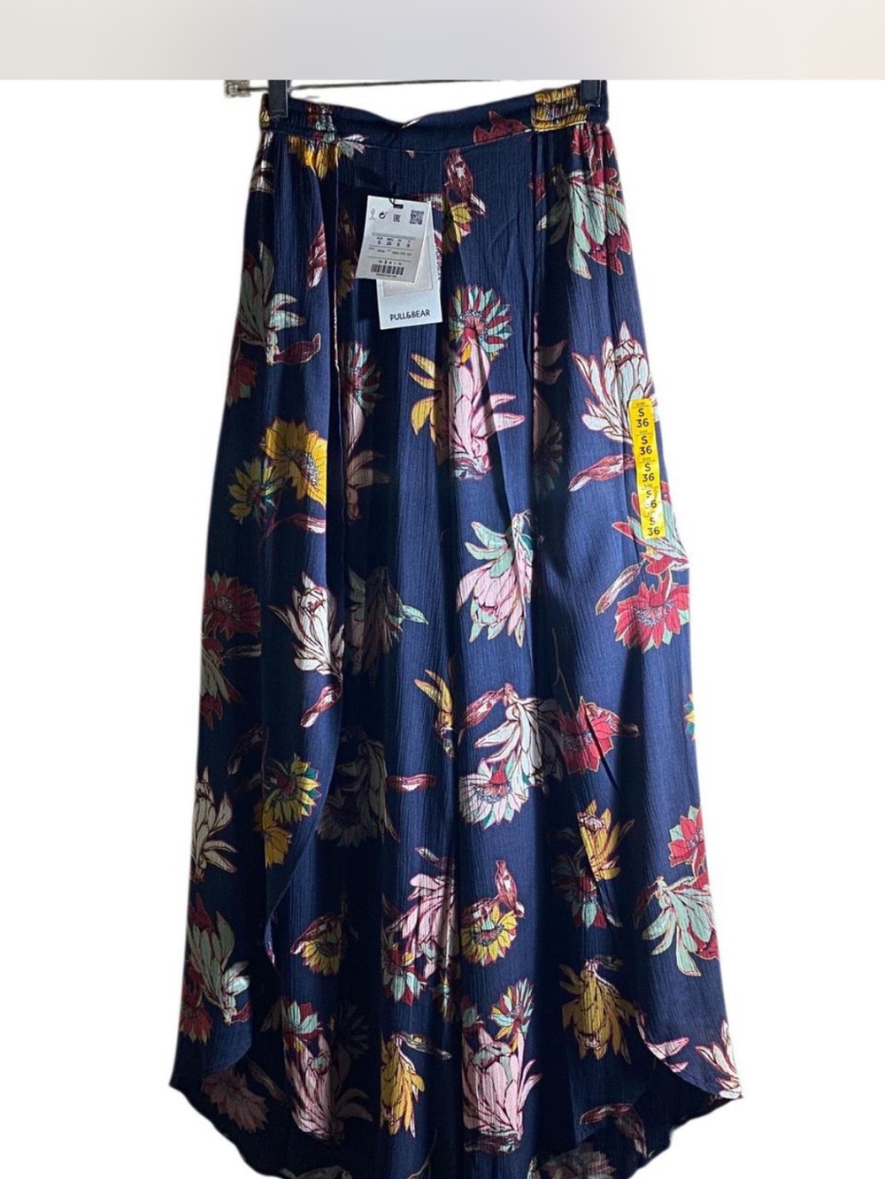 Pull & Bear Navy Floral Wide Leg Wrap Around Pants NWT!